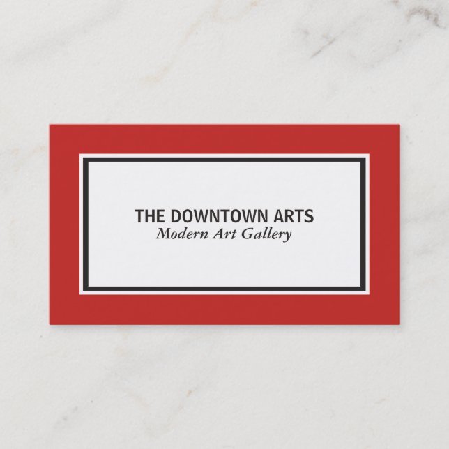 White Foreground Red Borders Business Card (Front)