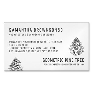 White Forest Tree Rustic Pine Cone Magnetic Business Card