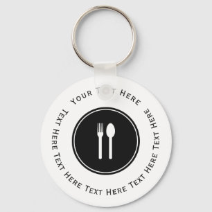 White Fork and Spoon Keychain