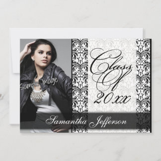 White Formal Design Photo Graduation Invitation