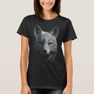 White Fox Mandala Art - Animal Fox T-Shirt
