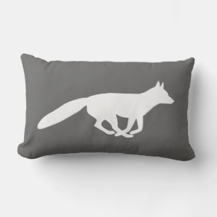 White Fox Silhouette Lumbar Pillow
