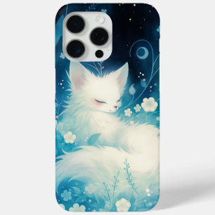 White Fox Slumbering in Floral iPhone 15 Pro Max Case
