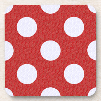 White Fractals Polka Dots Red Fractals Background Coaster