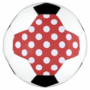 White Fractals Polka Dots Red Fractals Background Soccer Ball
