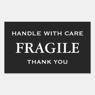White Fragile. Handle with Care. Thank you. Sticker