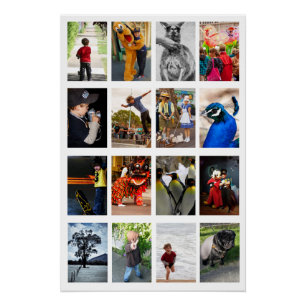 White Frame 16 Photo Images DIY Template Wall Art
