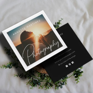 White frame photography square business card