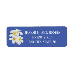 White Frangipani Flowers, on Blue, Floral Wedding
