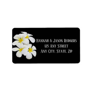 White Frangipani Flowers, Tropical, Floral Wedding Label