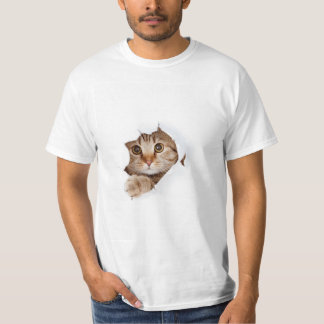 White Free Cute Funny Cat T-shirt