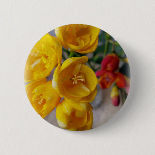 white freesia 2 inch round button