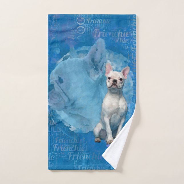 White French Bulldog -Frenchie Dog Bath Towel Set (Hand Towel)