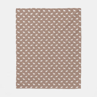White French BullDog Outlines on Khaki Beige Fleece Blanket
