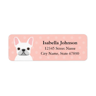 White French Bulldog Pink Return Address Label