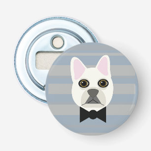 White French Bulldog, Stripes Bottle Opener