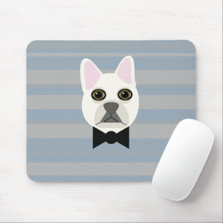 White French Bulldog, Stripes Mouse Pad