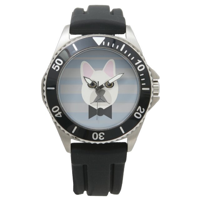 White French Bulldog, Stripes Watch (Front)