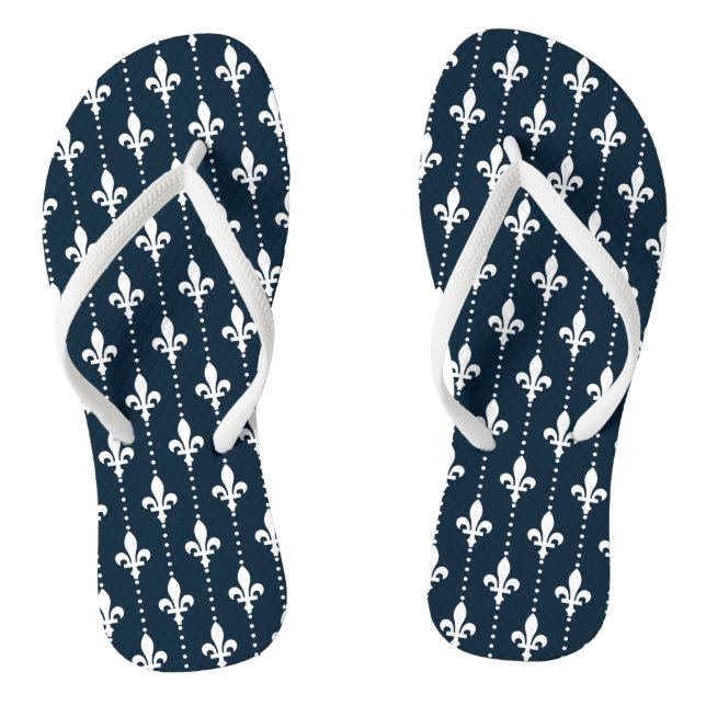 White French Damask Flip Flops (Footbed)