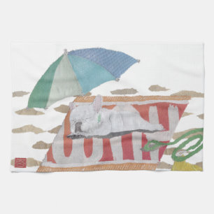 White Frenchie, French Bulldog, Pop Dog Art Kitchen Towel