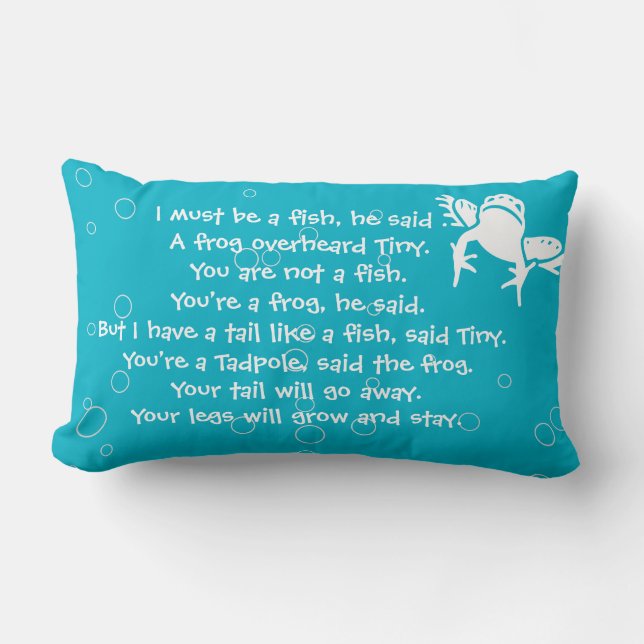 white frogs on blue story time bed time nap lumbar pillow (Front)