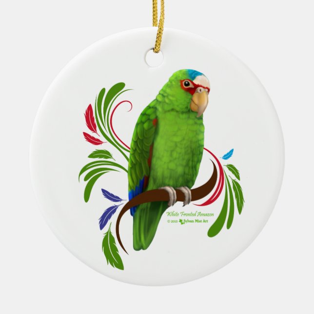 White Fronted Amazon Ceramic Ornament (Front)