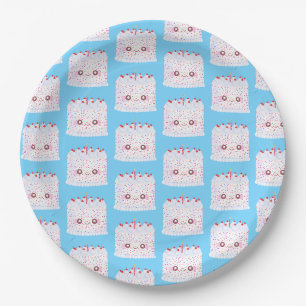 White Frosting Sprinkle Birthday Cake Paper Plate