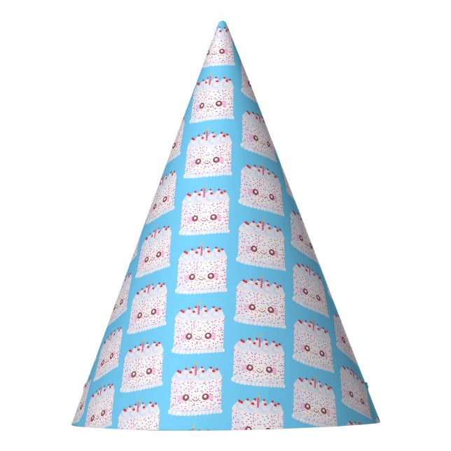White Frosting Sprinkle Birthday Cake Party Hat (Front)