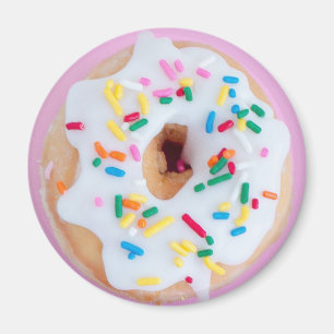 White frosting sprinkles doughnut magnet