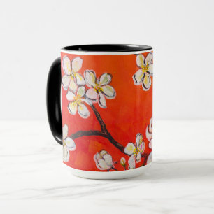 White Fruit Blossoms Orange Red Smell of Spring Mug