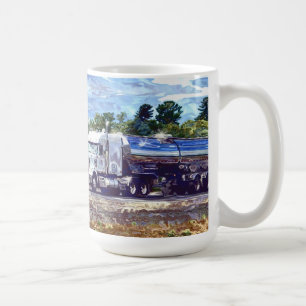 WHITE FUEL TANKER TRUCKER'S DRINKING MUG