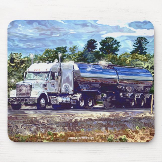 WHITE FUEL TANKER TRUCKERS Mousepad (Front)