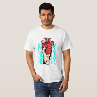 White Full Sleeve T-shirts with Heart 3D Design