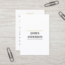 White Funeral Prayer Card Template | Psalm 23