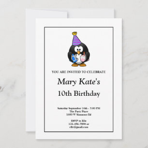 White Funny 10th Birthday Party Invitation