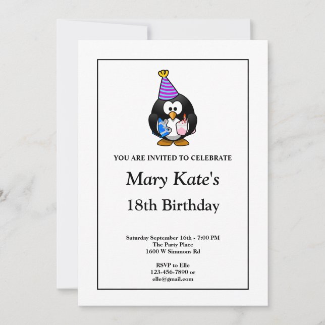 White Funny 18th Birthday Party Invitation (Devant)