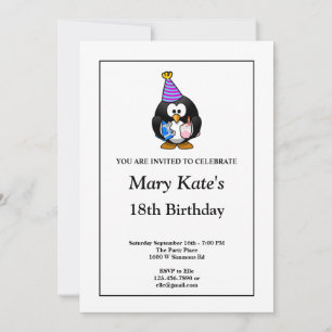 White Funny 18th Birthday Party Invitation