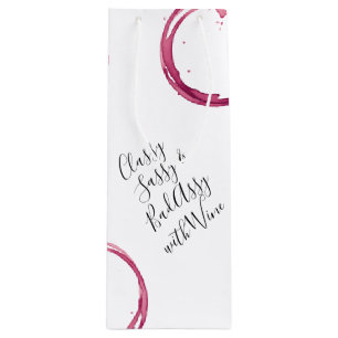 White Funny Wine Puns Sac cadeau vin