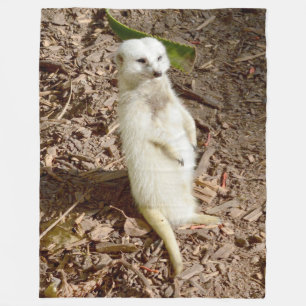 White Fur Meerkat, Large Fleece Blanket. Blanket