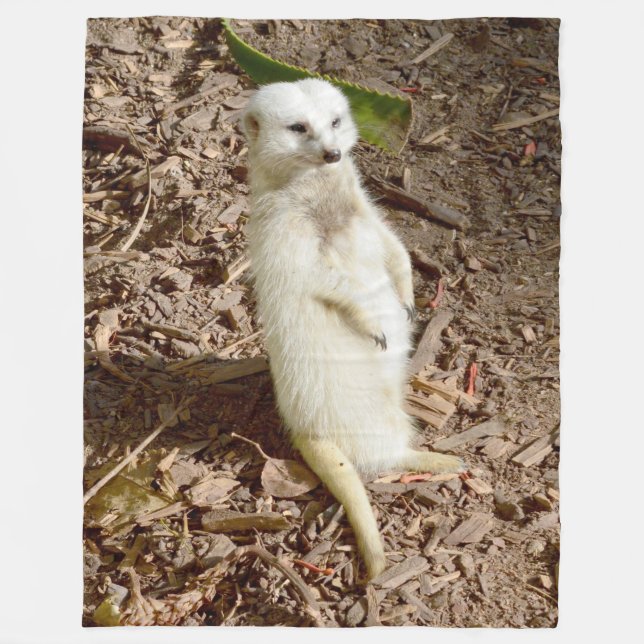 White Fur Meerkat, Large Fleece Blanket. Blanket (Front)