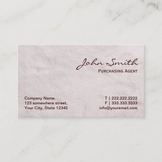 White Fur Purchasing Agent Business Card (Front)