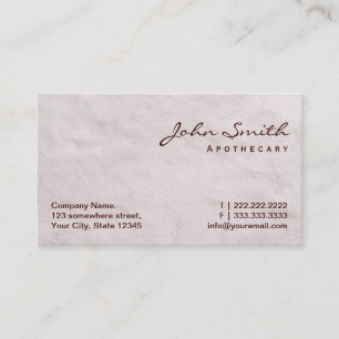 White Fur Texture Apothecary Business Card