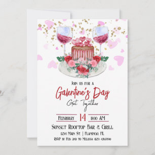 White Galentine's Day Invitation - Galentine Theme
