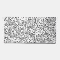 white gaming mouse pad desk pad topographic map