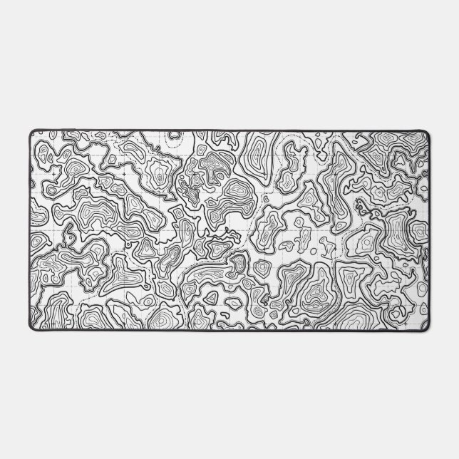 white gaming mouse pad desk pad topographic map  (Front)