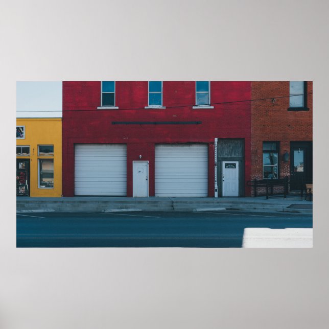 WHITE GARAGE DOORS CLOSED DURING DAYTIME POSTER (Front)