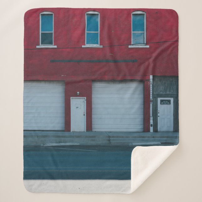 WHITE GARAGE DOORS CLOSED DURING DAYTIME SHERPA BLANKET (Front)