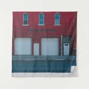 WHITE GARAGE DOORS CLOSED DURING DAYTIME TAPESTRY