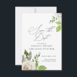White Garden Floral Save The Date<br><div class="desc">Simply beautiful save the date announcement card featuring white garden florals painted.</div>