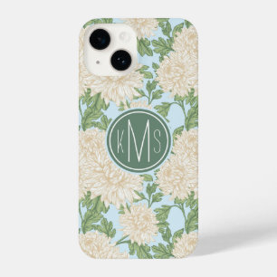 White Garden Mum Flower Pattern iPhone 14 Case